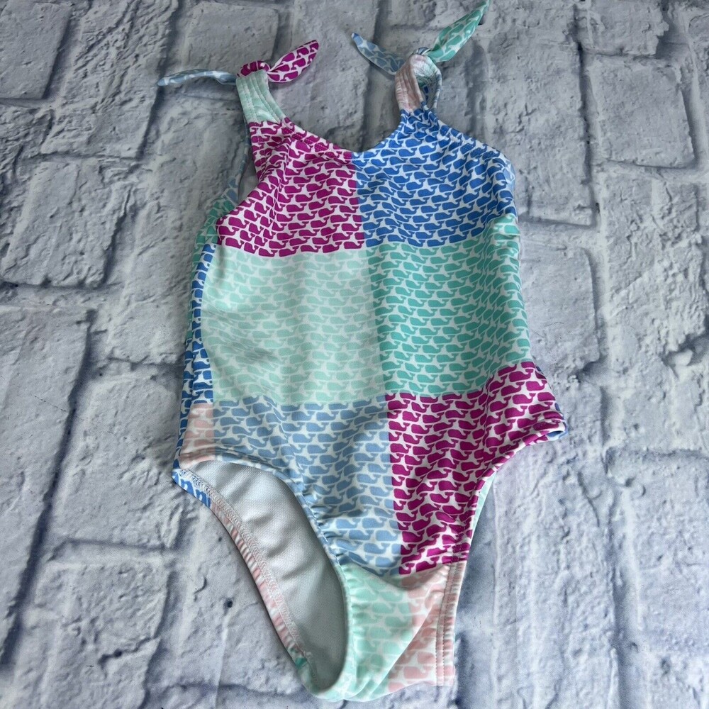 Vineyard Vines Toddler Patchwork Whale Swimsuit Bathing Suit Girls 18 Month's